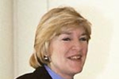 Emily Rooney delivers remarks at a recent gathering of the MIT Information Group