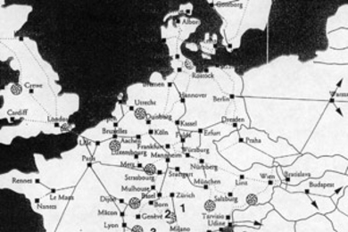 This map shows three of the railroads being tunneled through the Alpsï¿½ï¿½ï¿½ï¿½ï¿½ï¿½ï¿½ï¿½ï¿½#1 is the 57km Gotthard Tunnel, #2 is the 36km Loetschberg Tunnel and #3 is the 53km Maurienne-Ambin Tunnel.