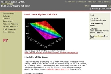A screenshot of an OpenCourseWare web page.