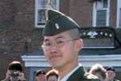 Alumnus Jimmy Wu receives his U.S. Army commission last June.