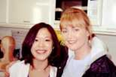 Teresa Huang (left) and Laura Innes, who plays Dr. Weaver on "ER."