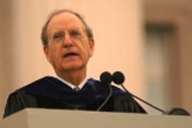 George Mitchell addresses graduates at MIT's 137th Commencement on June 9, 2003.