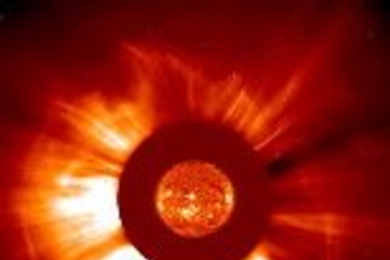 This flare, one of the largest solar flares ever observed by the Solar and Heliospheric Observatory (SOHO), set off a strong high-energy proton event and a fast-moving coronal mass ejection that hit Earth early on Oct. 29. Scientists at MIT's Haystack Observatory used radars to track the space- weather effects on the ionosphere.