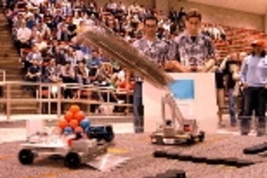 Sophomores Dean Ljubicic (right center) and co-driver Salvatore B. Pallente navigate "The Big Dig."