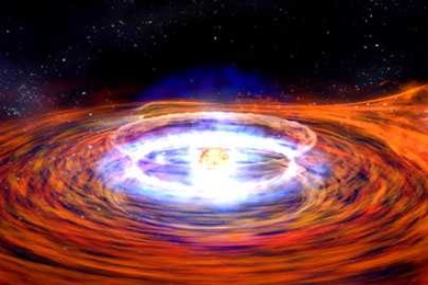 This image is an animation of a neutron star X-ray burst.