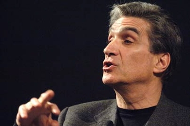 Former U.S. poet laureate Robert Pinsky talks about his work at an MIT Communications Forum event on Thursday, Feb. 23, in Bartos Theater.