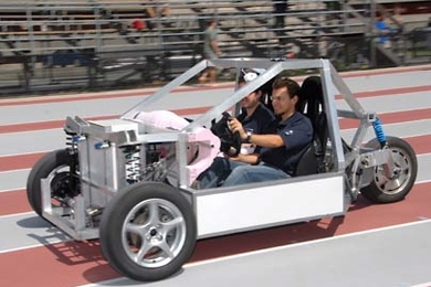 Students working to develop fuel-efficient cars at MIT this summer test out a prototype vehicle powered by electricity and fuel cells. <a onclick="MM_openBrWindow('vehicle-1-enlarged.html','','width=509, height=583')">
<span onmouseover="this.className='cursorChange';">Open image gallery</span>
</a>
<noscript> <a href="vehicle-1-enlarged.html">
<em>(no JavaScript)</em>
</a>
</noscript>