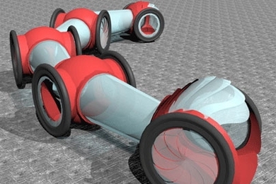 Design Lab's urban vision includes a snake-like bus.