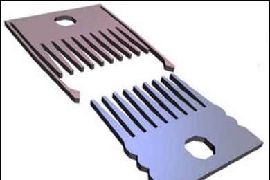 Researchers at the Harvard-MIT Division of  Health Sciences and Technology (HST) have developed a device that allows them to control the distance between cells. The cells are placed on combs, which can be fully separated (top), slightly separated (middle) or locked together with combs in contact (bottom).