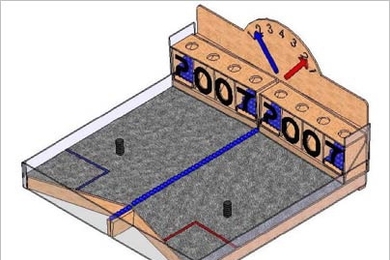 Drawing of the contest table on which contestants' robots will compete during the 2.007 Robotic Competition to be held May 15-16.