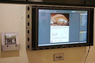 One of the School of Architecture and Planning's PLAZmA screens.