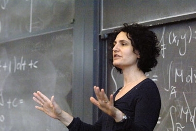 MIT Professor of Mathematics Gigliola Staffilani, one of the organizers of the Women in Math conference taking place April 12-13 at MIT, teaches a course on multivariable calculus.