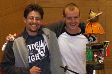 Rock Award winner Kevin Krogman with graduate student presenter Daniel Bonner.