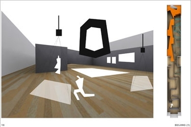 'China Design Now' exhibit plan and sketch, Beijing section. Work by Yung Ho Chang, head of MIT's architecture department, is featured in the exhibit currently at the Victoria and Albert Museum in London. <a onclick="MM_openBrWindow('chang-8-enlarged.html','','width=509, height=583')">
<span onmouseover="this.className='cursorChange';">
<strong>Open image gallery</strong>
</span>
</a>
<noscript> <...