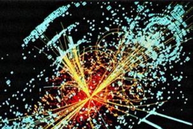 The compact muon solenoid (CMS) experiment at CERN's Large Hadron Collider will look for the Higgs boson, shown here in simulation.