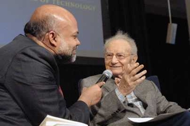 Iqbal Quadir, director of the new Legatum Center for Development &amp; Entrepreneurship at MIT and senior lecturer in the School of Architecture and Planning, spoke with Institute Professor Emeritus Paul Samuelson at the Legatum inauguration Oct. 7.