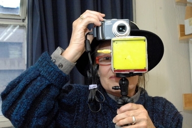 Elizabeth Goldring with the camera she developed.