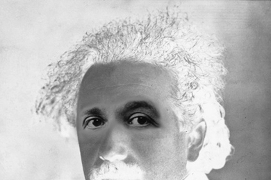 A 'contrast chimera' of Albert Einstein, in which MIT researchers took the negative of an image, then reversed the contrast of the eyes so they appeared normal.