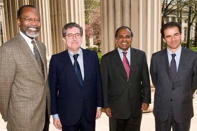 MIT hosted a visit this week by Portuguese government officials to discuss the future of the MIT-Portugal Program. From left: Chancellor Phillip Clay;Â JosÃ© Mariano Gago, Portugal's Minister of Science, Technology and Higher Education; Dean Subra Suresh, School of Engineering; and Manuel Heitor,Â Portuguese Secretary of State for Science, Technology, and Higher Education.