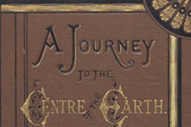 The book cover of an early version of Jules Verne's 'A Journey to the Center of the Earth'