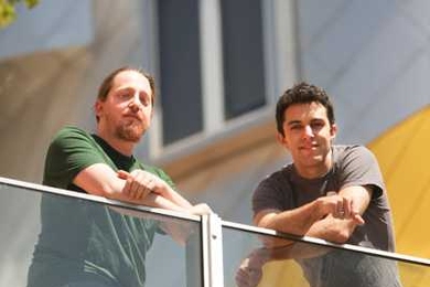 Cameron Freer, left, an instructor in pure mathematics; and Daniel Roy, right, a PhD student in the Department of Electrical Engineering and Computer Science.