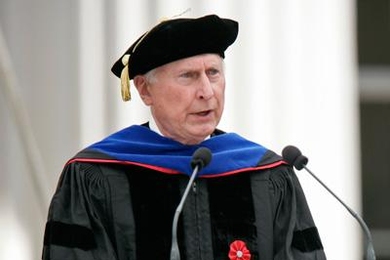 Raymond S. Stata ’57 delivers the address at the 144th Commencement on Friday, June 4.