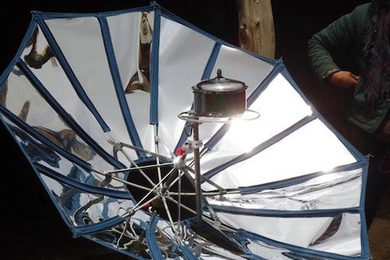 SolSource is a lightweight solar energy device that provides users with a low-cost and portable means of cooking, heating and electricity generation.
