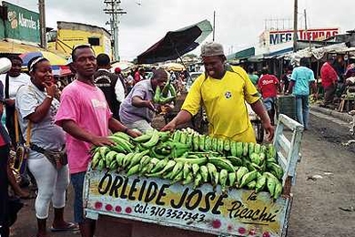 Plantain vendors in the Bazurto market, which spills onto the streets of Cartagena, Colombia.