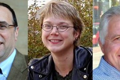 From left to right: Michael Cima, Linda Griffith and Amedeo Odoni, MIT's newest inductees to the NAE. 