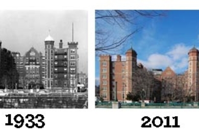 For seven decades, Old Ashdown House, left, was home to graduate students. In fall 2011, the building will reopen as Maseeh Hall, MIT's newest and largest residence for undergraduates, right.