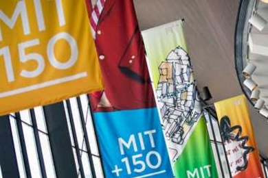 Flags with "MIT +150" printed on them