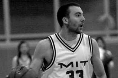 Bill Johnson '10 playing a home game in Rockwell Cage versus Wheaton College in October 2010. 