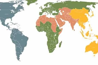 A map showing Regional Mitigation Clusters that enable North-South cooperation and peer-to-peer monitoring and enforcement of greenhouse gas emissions reductions.