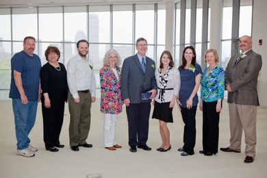 From left to right, Jack McGlashing, Pier Chacon, Mariusz Twardowski, Monica Wolf, Dennis Porche, Galina Lastovkina, Eleana Ricci, Fionnuala Coary, Luis Galindo.
