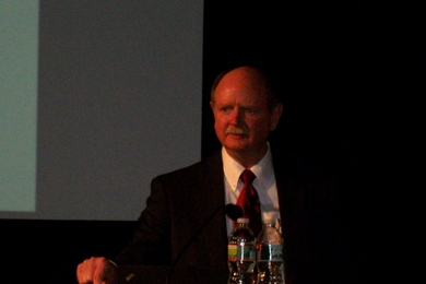 Olin College President Richard K. Miller presents the 2011 Brunel Lecture for Complex Systems in Bartos Theater on Nov. 1.