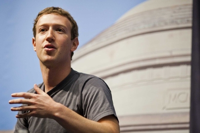 Facebook CEO Mark Zuckerberg addresses students during a recruitment stop at MIT on Monday.