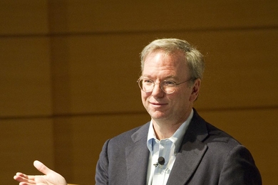 Google Executive Chairman Eric Schmidt gives a talk at the MIT Sloan School of Management on Tuesday.