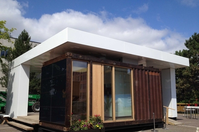 The German American Chamber of Commerce, in partnership with MIT and the City of Cambridge, has erected the dasHAUS traveling pavilion at 219 Vassar St.