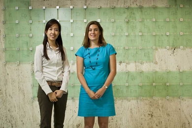 Tongjai Chookajorn, left, and Heather Murdoch, the lead authors of <i>Science</i> paper on the design and production of new stable nanocrystalline metal alloys with exceptional strength and other properties.