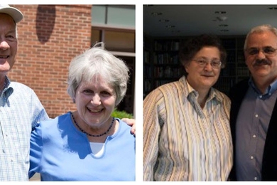 Professor Roger and Dottie Mark, left, and Professor Terry Orlando and Dr. Ann Orlando