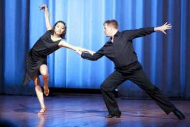Noelle Sun and Vlad Dizhoor (MIT affiliate) performed to 'L'ultima Rumba.' By the time dancers begin competing, they have chosen a specific area of focus in one of four areas: international standard, international Latin, American smooth and American rhythm.