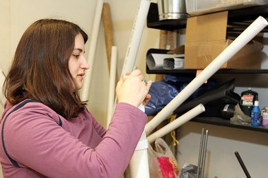 MIT senior Marisa Simmons at work in the Building Technology Lab.