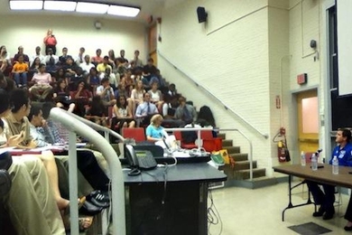 Representatives from NASA discussed the Orion spacecraft with about 100 high school students and recent graduates from across the country on July 16.