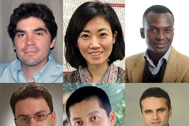 (Clockwise, from top left) Joseph Checkelsky, Gloria Choi, Ibrahim Cissé, Mark Vogelsberger, Jing-Ke Weng, and Omer Yilmaz.  
