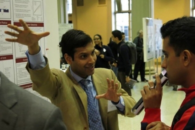 Tarun Jain presents "Ion Transport through Sub-Continuum Graphene Nanopores" at Water Night.