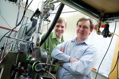 Troy Van Voorhis, professor of chemistry (left), and Marc Baldo, professor of electrical engineering (right).