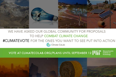 The MIT Climate CoLab seeks final votes for climate change sustainability ideas in 15 contests.