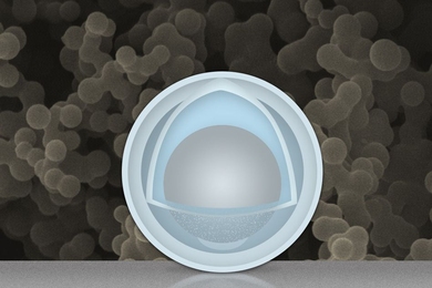 A new "yolk"-and-"shell" nanoparticle could boost the capacity and power of lithium-ion batteries. 