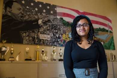 “There’s no way we can solve anything if we’re not actually speaking to each other,” says senior Alyssa Napier, a chemistry major and linguistics minor. 