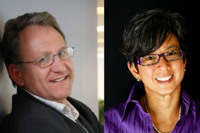 MIT Scaling Development Ventures keynote speaker Hannes van Rensburg (left), founder of  Fundamo; and special guest speaker Ann Mei Chang, chief innovation officer and the executive director of the U.S. Global Development Lab.